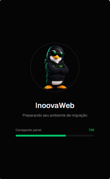 Tela inicial da extensão InoovaWeb, com o mascote e barra de progresso