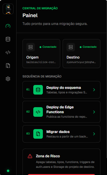 Painel da extensão InoovaWeb mostrando origem e destino conectados